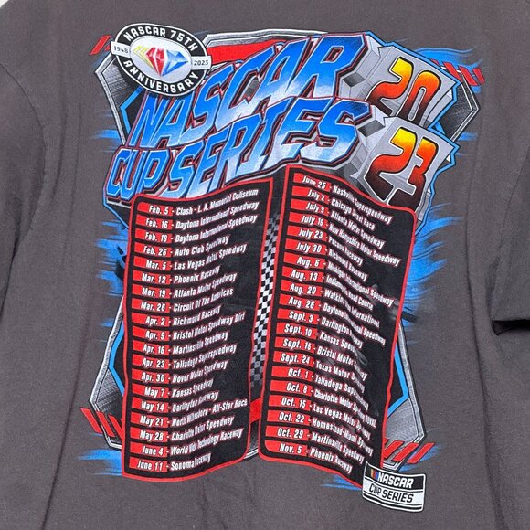 Nascar Series 2023 Racing Cars Cup Series Retro Tour Graphic T Shirt Men XL Grey - Picture 3 of 9